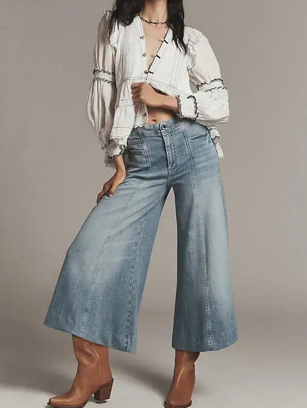 Anthropologie Pilcro Wide-Leg Crop Jeans | Size 25 | Mid-Rise